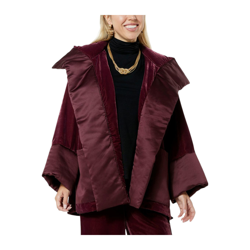 WynneCollection Velvet Topper w Quilted Taffeta Burgundy - Regular